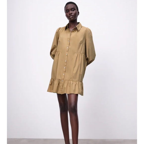 Zara cotton shirt dress with jewel button - Picture 2 of 12